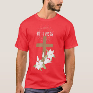 T-shirt Pâques chrétien Il est ressuscité Jésus Joyeux cro