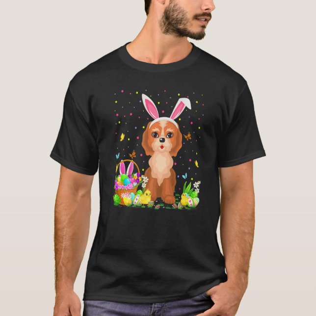 T-shirt Pâques Cockapou Chien Bunny Oeuf Chasse Cockapou E (Devant)