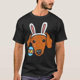 T-shirt Pâques Dachshund Bunny Oreilles Wiener Weiner Chie