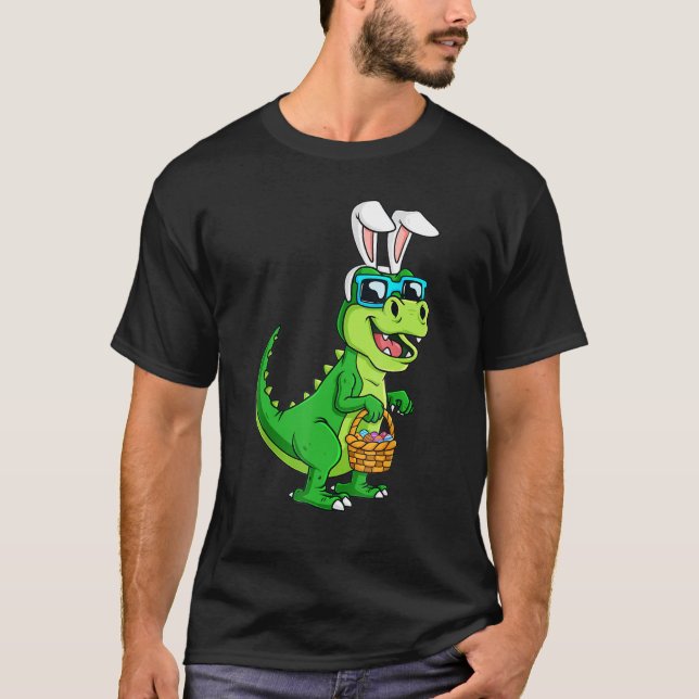 T-shirt Pâques Dinosaure Bunny Rex Rawr Panier d'oeufs Hap (Devant)