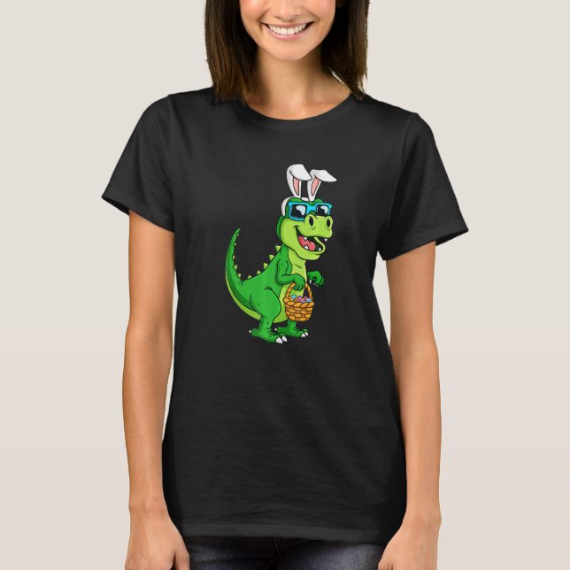 T-shirt Pâques Dinosaure Bunny Rex Rawr Panier d'oeufs Hap (Devant)