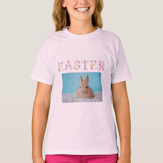 T-shirt Pâques Florales Avec Lapin (Devant)