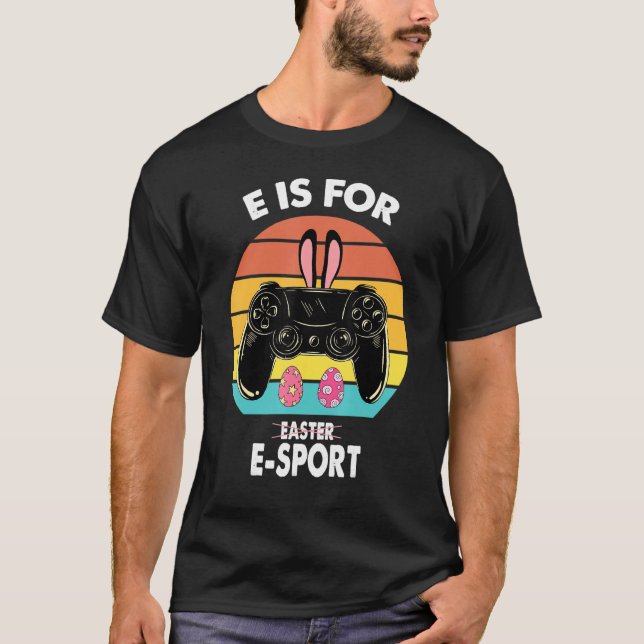 T-shirt Pâques Gamer Boy E Est Pour Les Jeux De Pâques Ret (Devant)
