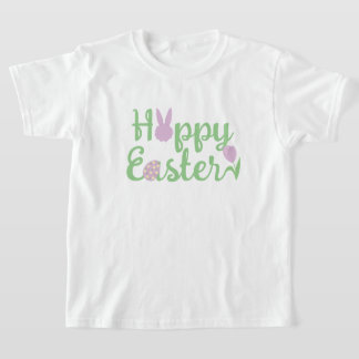 T-shirt Pâques "Hoppy" mignonnes avec lapin, oeuf et tulip