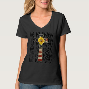 T-shirt Pâques Il Est Ressuscité Jésus Croix Chrétien Nous