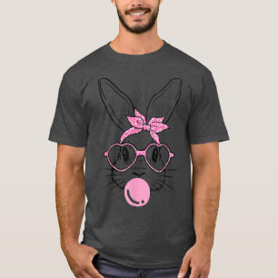T-shirt Pâques Jour Mignonne Lapin Avec Lunettes De Bandan