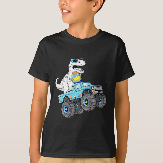T-shirt Pâques Jour T Rex Dino Monter Un Monster Camion Ga (Devant)