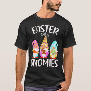 T-shirt Pâques mignonne Coeur Gnome Encarts Bunny Joyeux P