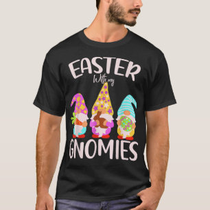 T-shirt Pâques mignonne Coeur Gnome Encarts Bunny Joyeux P