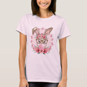 T-shirt Pâques mignonne Floral Bunny Leopard cadeau