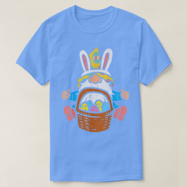 T-shirt Pâques Nordique Gnome Lapin Oreilles OEufs Panier  (Design devant)
