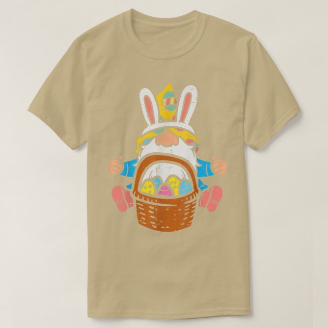 T-shirt Pâques Nordique Gnome Lapin Oreilles OEufs Panier  (Design devant)