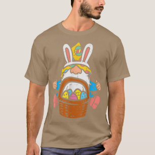 T-shirt Pâques Nordique Gnome Lapin Oreilles OEufs Panier 