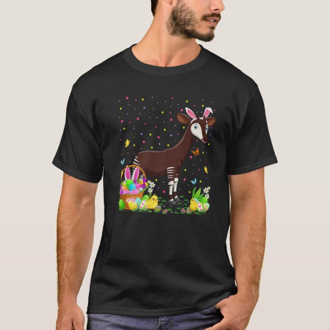 T-shirt Pâques Okapi Bunny Chasse aux oeufs Okapi Dimanche (Devant)