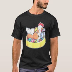 T-shirt Pâques Poulet Lapin Oreilles Oeufs Panier Ferme An