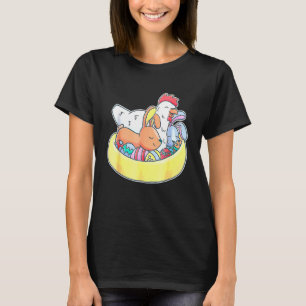 T-shirt Pâques Poulet Lapin Oreilles Oeufs Panier Ferme An