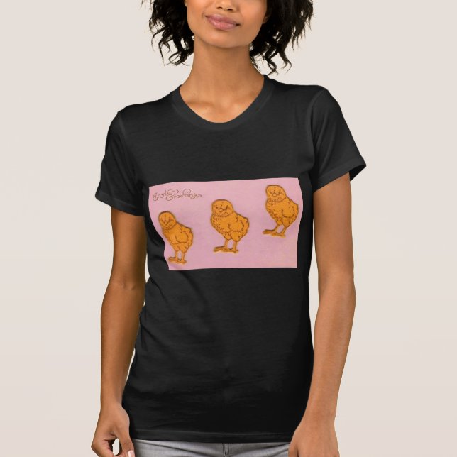 T-shirt Pâques Salutations Chicks rose (Devant)