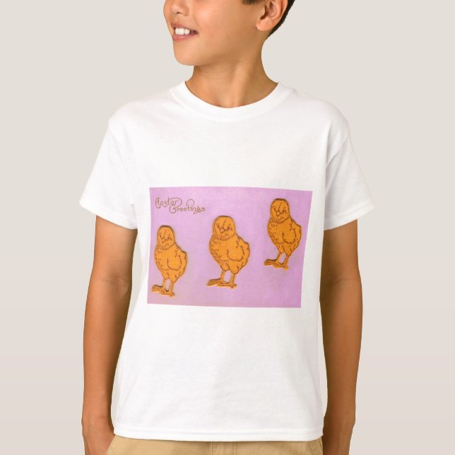 T-shirt Pâques Salutations Poussins pourpres (Devant)
