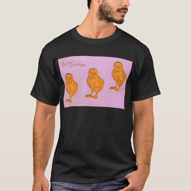 T-shirt Pâques Salutations Poussins pourpres (Devant)