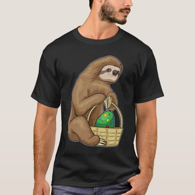 T-shirt Pâques Sloth Pâques panier d'oeufs (Devant)