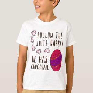 T-shirt Pâques Suivre Le Lapin Blanc Drôle Humoristique Mi