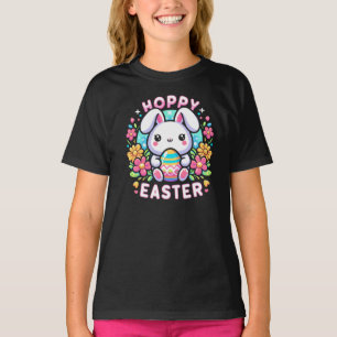 T-shirt Pâques vermillon - Mignonne lapin avec oeuf coloré