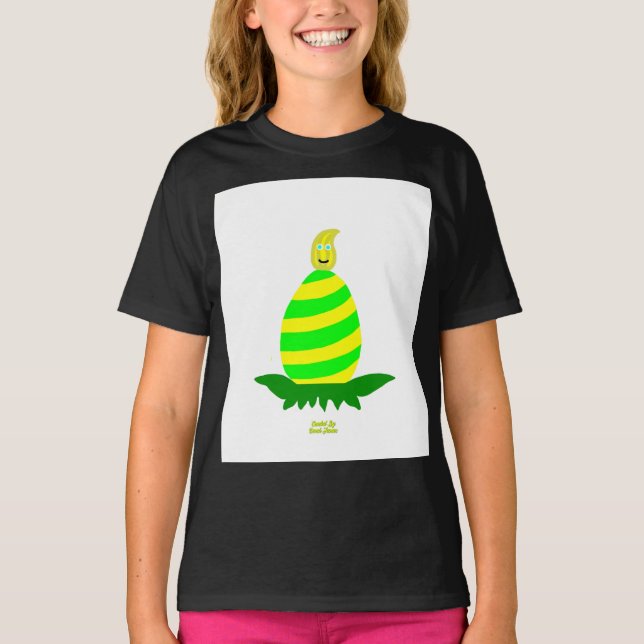 T-shirt Pâques veut filles Noir Basic T Chemise (Devant)