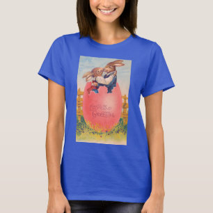 T-shirt Pâques victorienne vintage Salutation Deux Bunnies