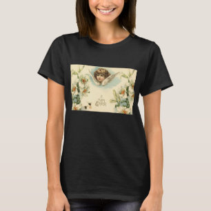 T-shirt Pâques vintage, ange victorien avec fleurs de lys