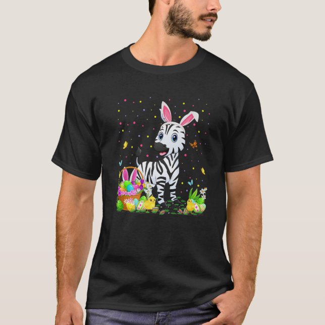 T-shirt Pâques Zebra Bunny OEufs chasse Zebra Pâques diman (Devant)
