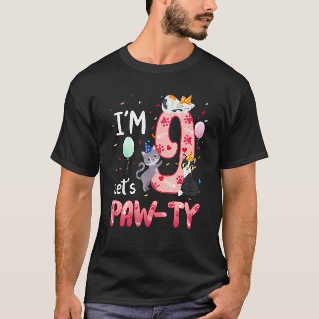 T-shirt Par pour 9e anniversaire fille chat chaton 9 ans (Devant)
