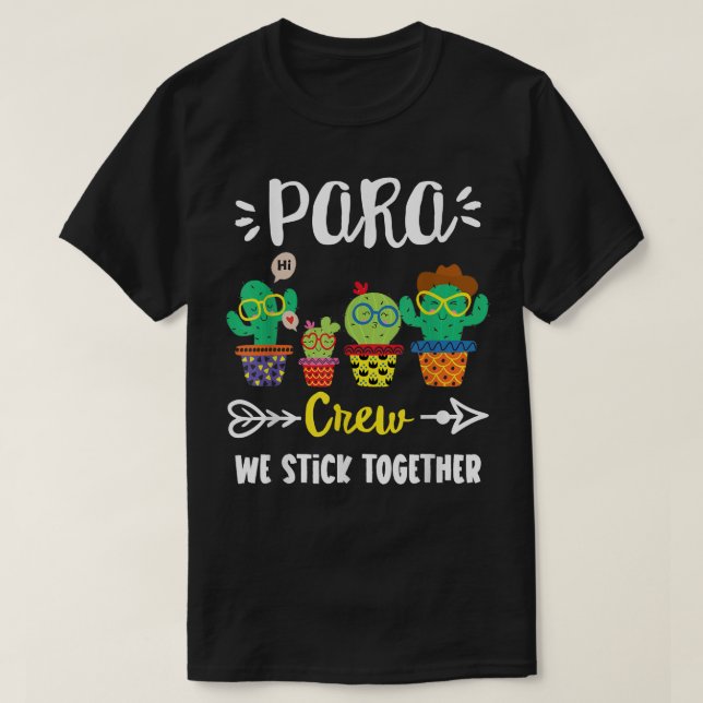 T-shirt PARA Crew, Funny School Cactus Team PARA Enseignan (Design devant)