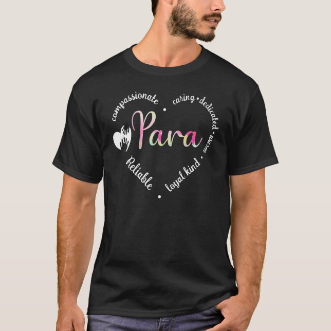 T-shirt Para Heart Paraprofessionnel enseignant Paraéducat (Devant)