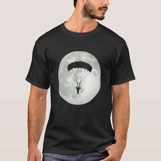 T-shirt Parachuting Moon Parachutist Paragliding Skydiver  (Devant)