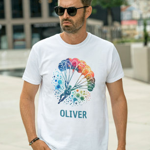 T-shirt Parachutiste aquarelle coloré personnalisé
