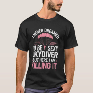 T-shirt Parachutiste drôle parachute rose sport de parachu