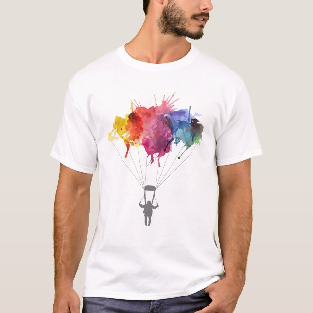 T-shirt Parachutiste, parachute. Sport de parachutisme. (Devant)