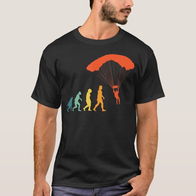 T-shirt Parachutistes drôles Évolution Rétro Parachute Sky (Devant)