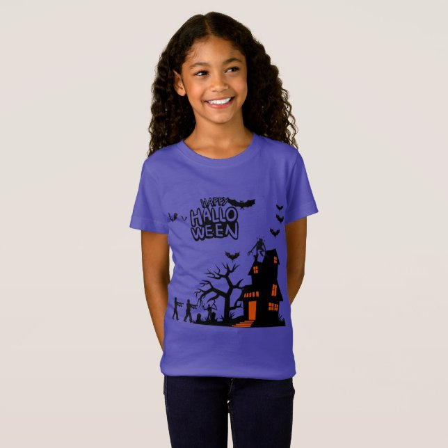 T-Shirt Parade de lanternes fantomatiques violet (Devant entier)