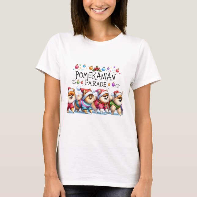 T-shirt Parade de Noël Pomeranian (Devant)