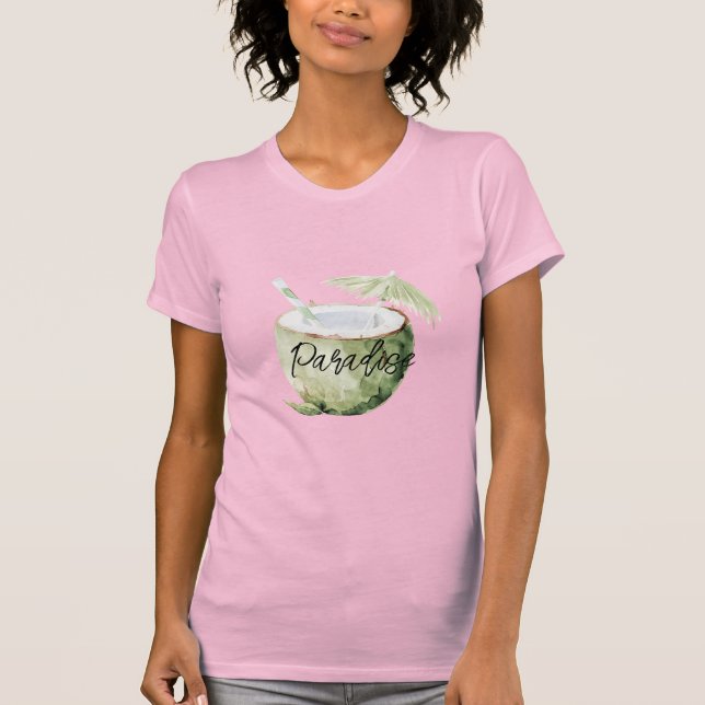 T-shirt Paradis de la noix de coco de l'île Verte (Devant)