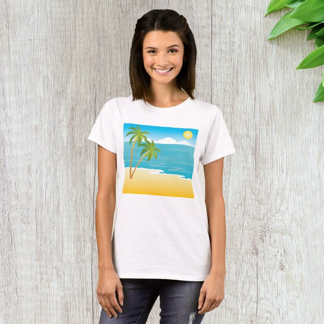 T-shirt Paradis de plage tropicale avec palmiers (Créateur téléchargé)