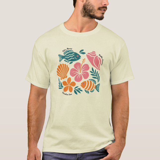 T-shirt Paradis d'île côtière estivale rétro (Devant)