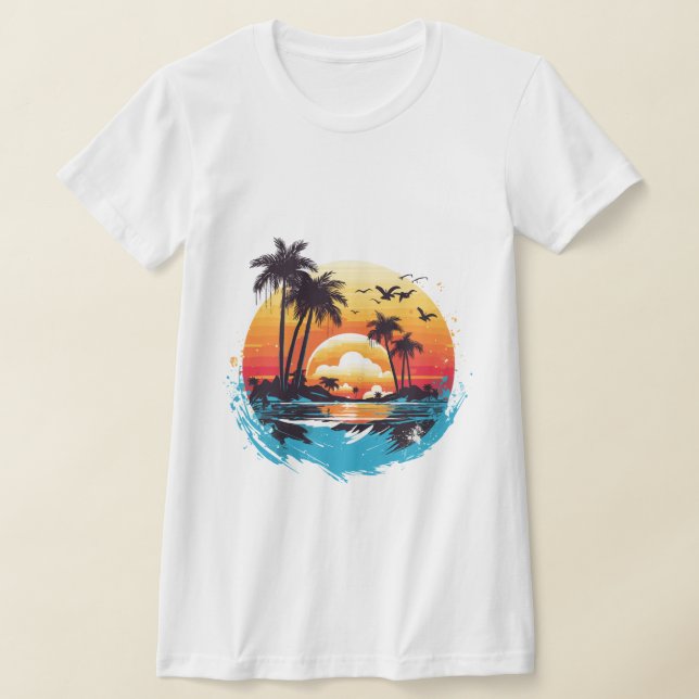 T-shirt Paradis du coucher de soleil tropical (Poser)