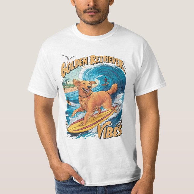 T-shirt Paradis du surf de Golden Retriever (Devant)