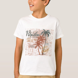 T-shirt Paradis tropical - Coucher de soleil et Cocotier