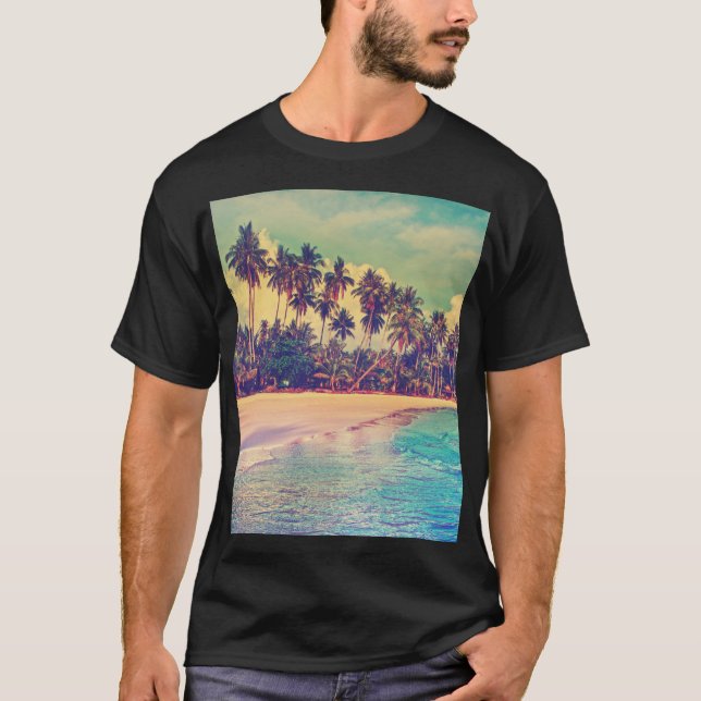 T-shirt Paradis tropical : mer, hôtel, plage. (Devant)