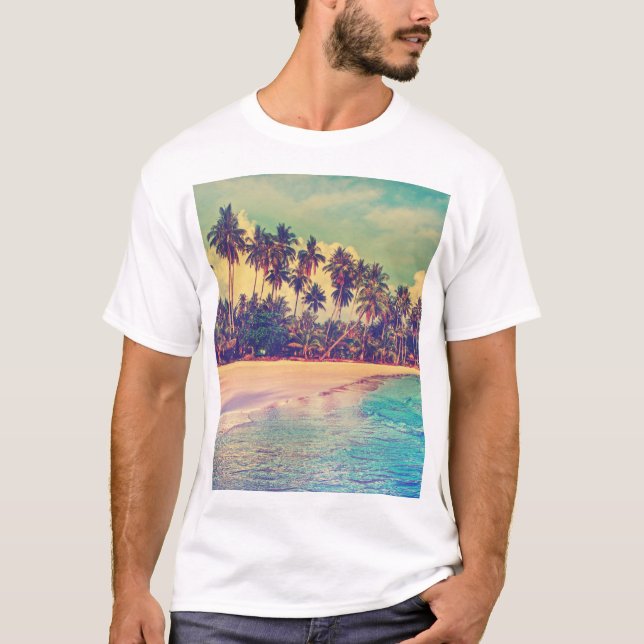 T-shirt Paradis tropical : mer, hôtel, plage. (Devant)
