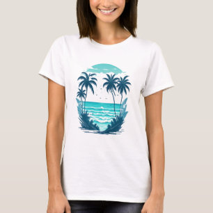 T-shirt Paradis tropical : Palmiers sur la plage