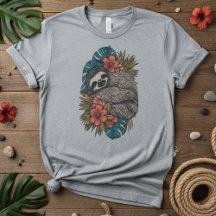Paradise Nap Tropical Floral Sloth, Cute Vacation